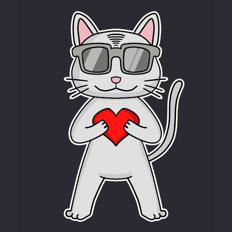Cat with heart and glasses - Devon Rex