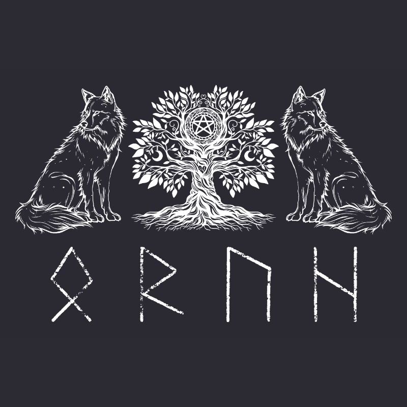 Illustration de la forêt de loups et de runes d’arbre