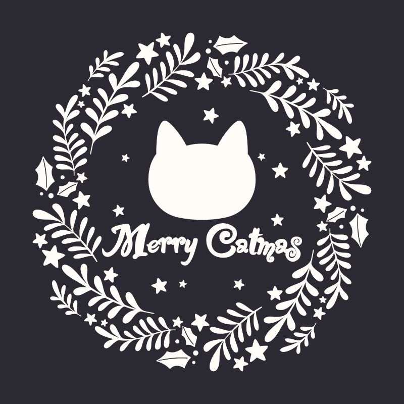 Weihnachtskranz mit Katze - Merry Catmas