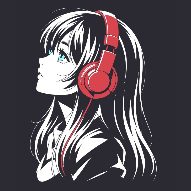 Fille d’anime avec conception de casque
