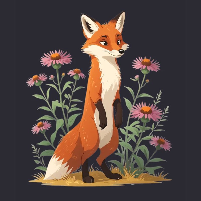 Fox with floral pattern illustration