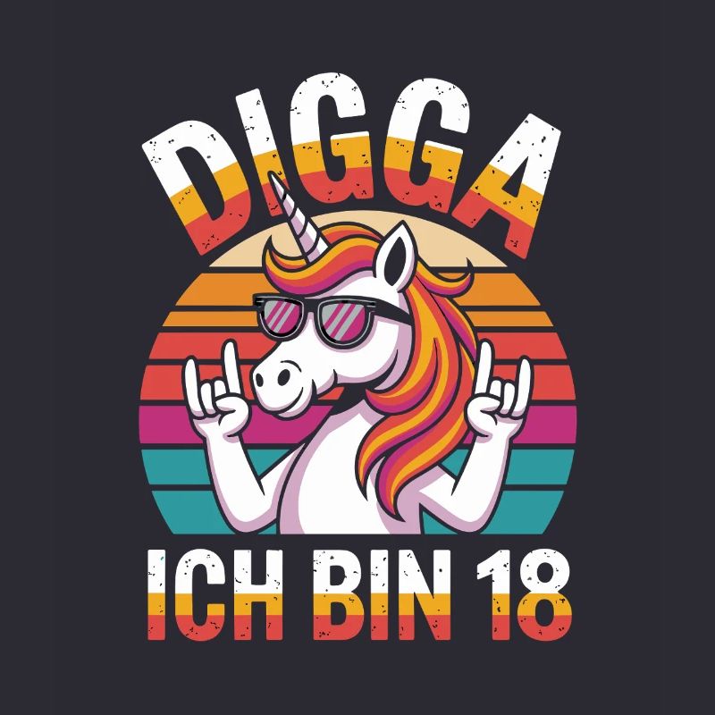  Digga Ich Bin 18 Einhorn Retro Geburtstag Spruch