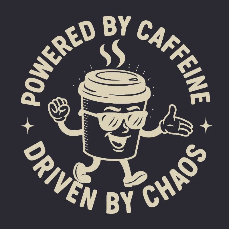 Powered by Caffeine, Driven by Chaos Kaffee Spruch