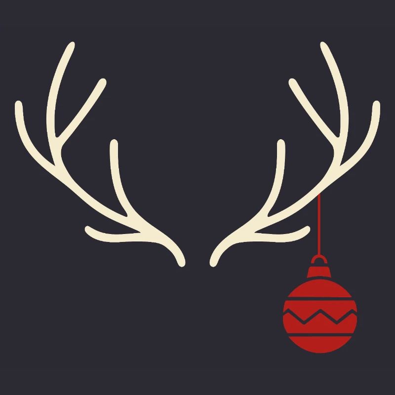 Geweih mit roter Weihnachtskugel – Yule Stil