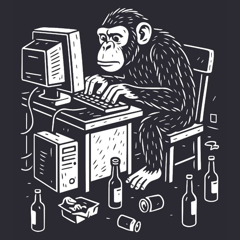 Schreibtischgebundener Affenprogrammierer