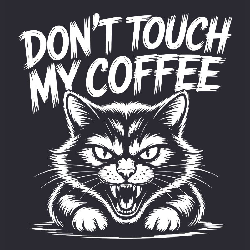 Coffee warning with angry cat