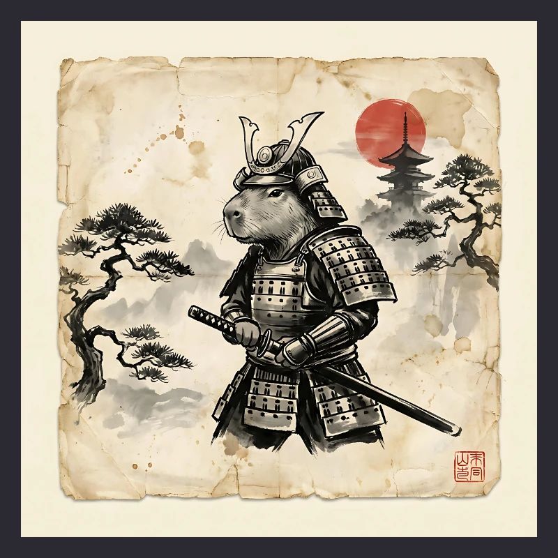 Capybara Samurai Japanese Warrior