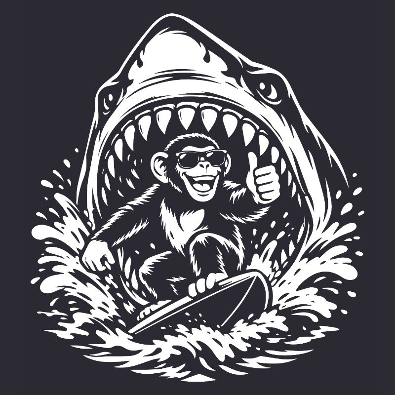 Singe Surfeur dans Shark Wave