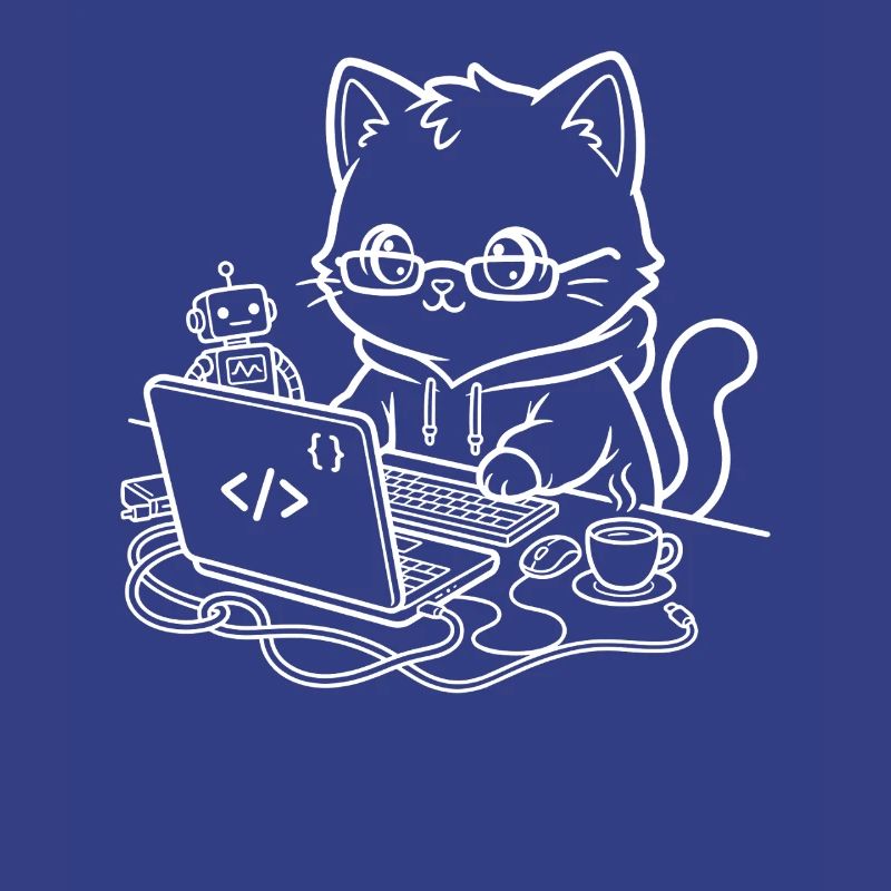 Coder Kawaii Katze Programmierer