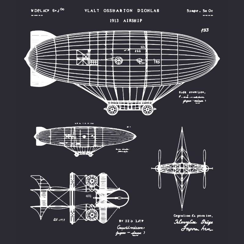 Zeppelin-Bauplan-Skizze