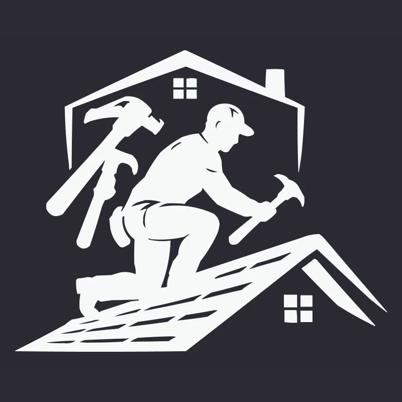 Dachdecker Silhouette am Dach