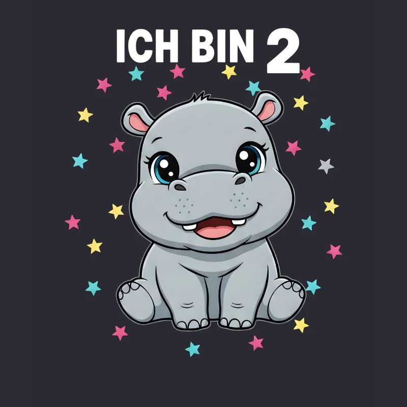 Ich bin 2 - Süßes Nilpferd zum 2. Geburtstag