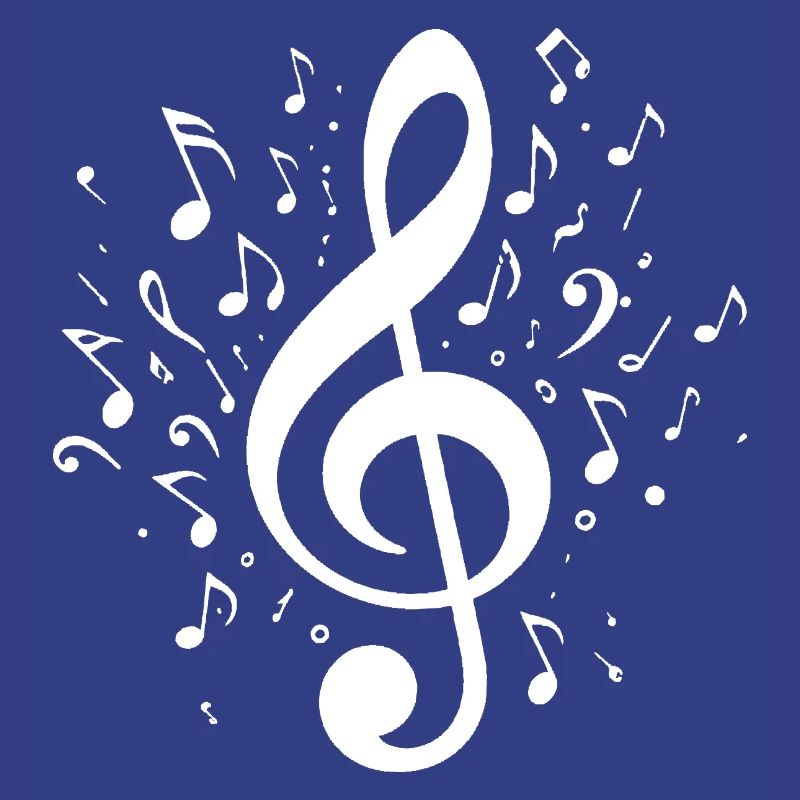 Exploding clef with notes