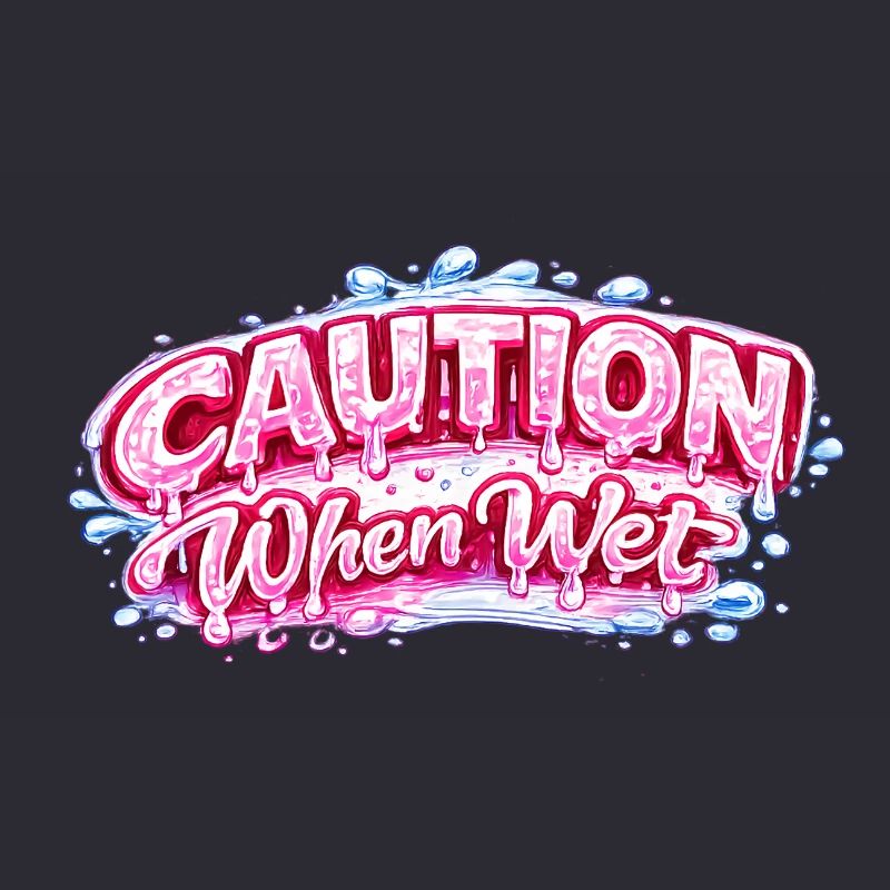 Caution When Wet Funny Flirty Statement Tee pun sp