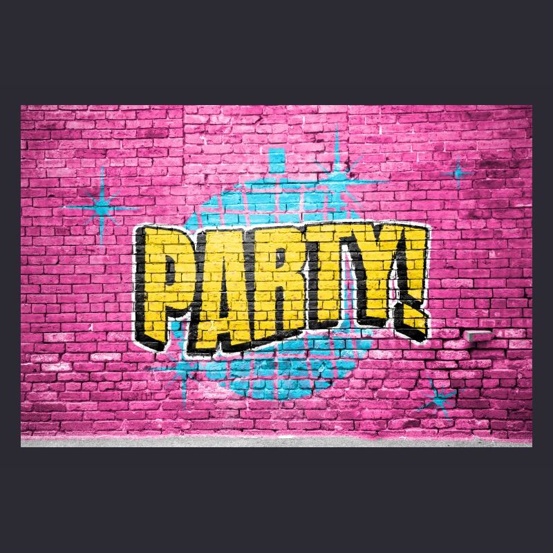 Party Disco Comic Style Bubble Graffiti Lettering