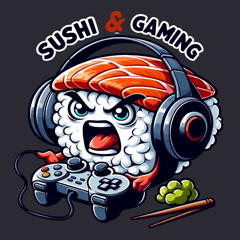 Sushi playing video games