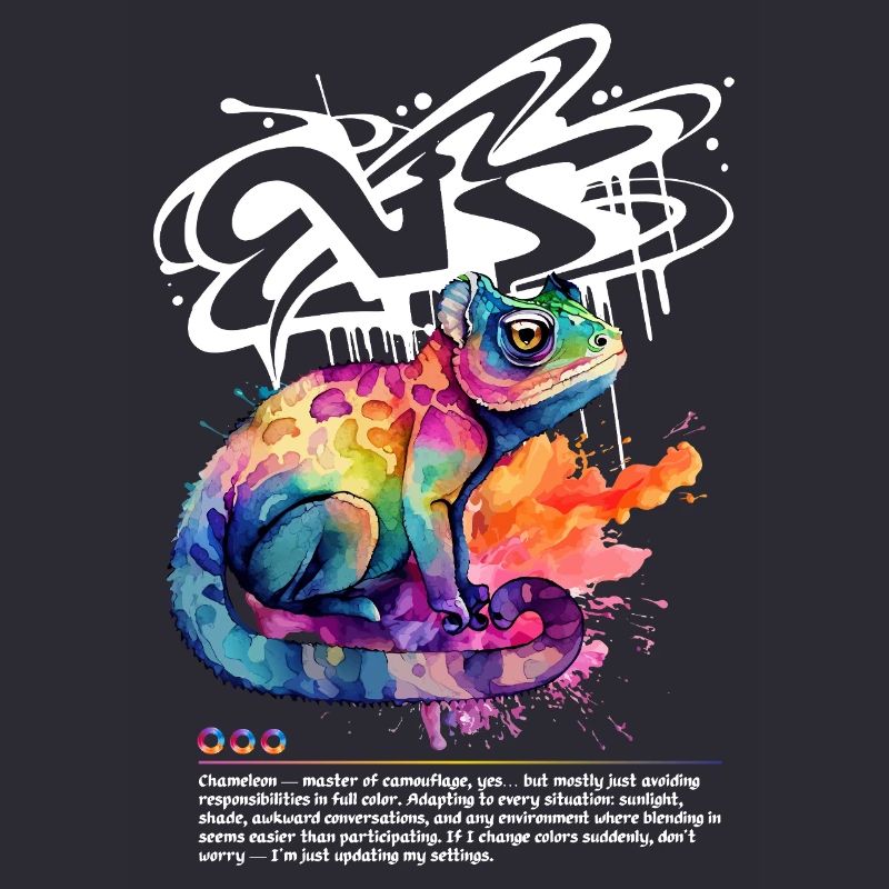 Caméléon coloré avec fond de graffiti
