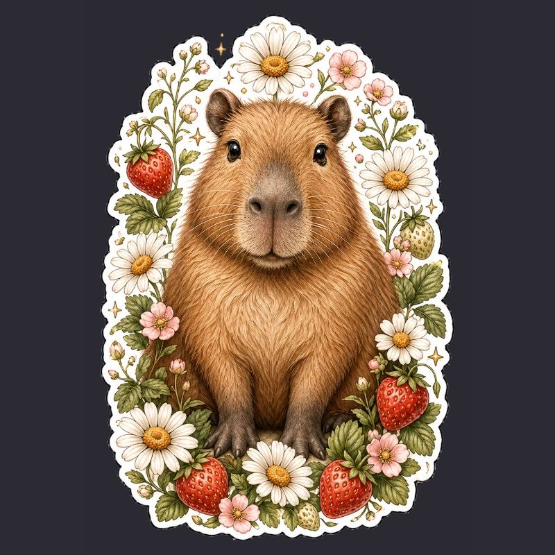 Capybara Erdbeeren Gänseblümchen Tierfreund