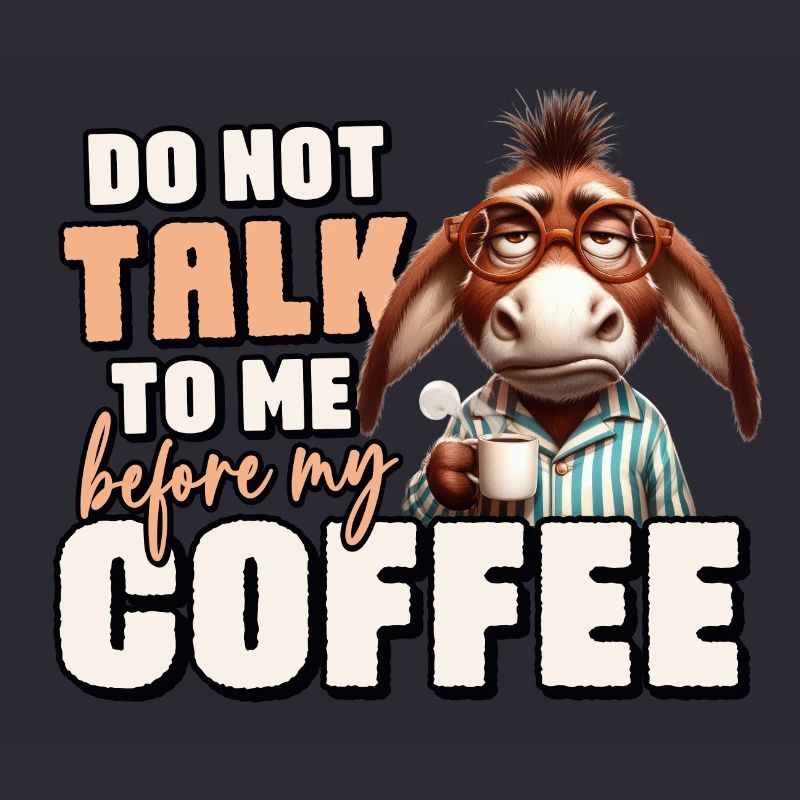 Grumpy donkey with coffee