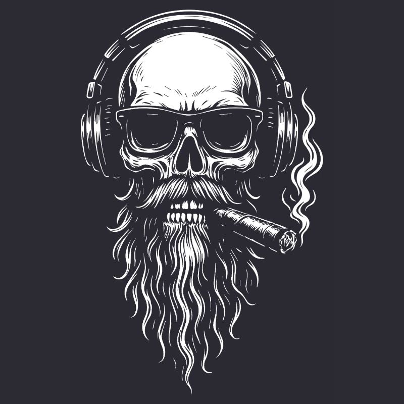 Monochrome Skull DJ with Beard