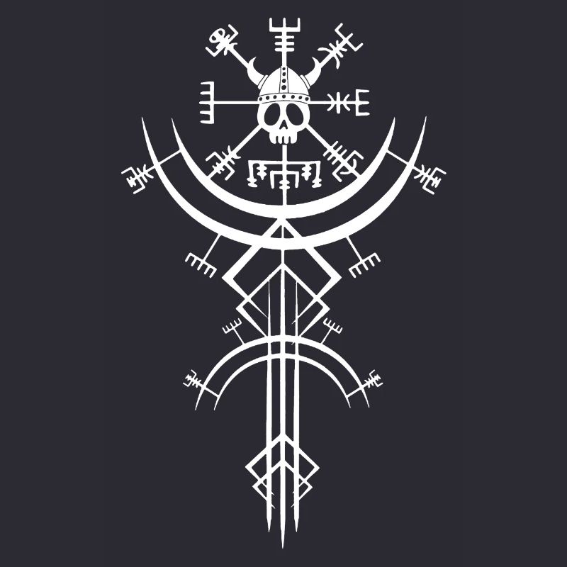 White skull and Viking compass