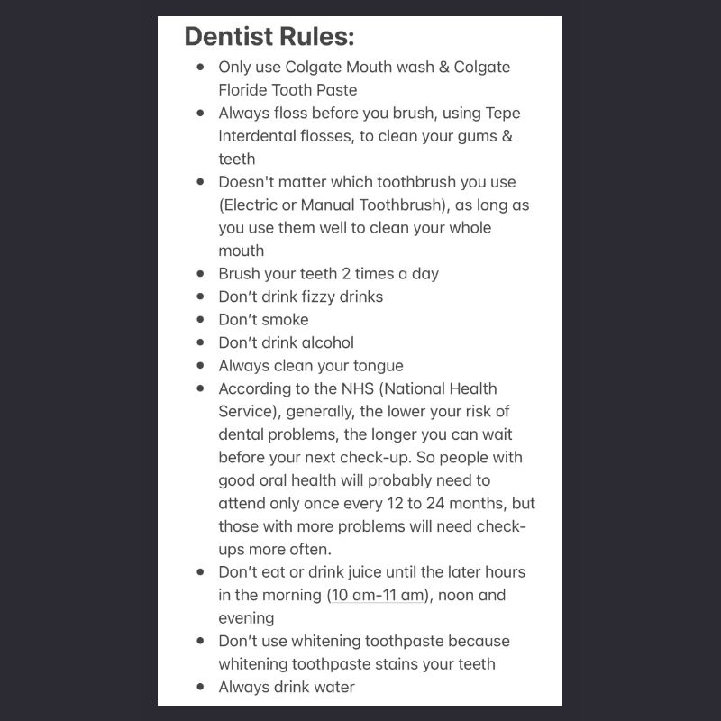 Dentist Rules