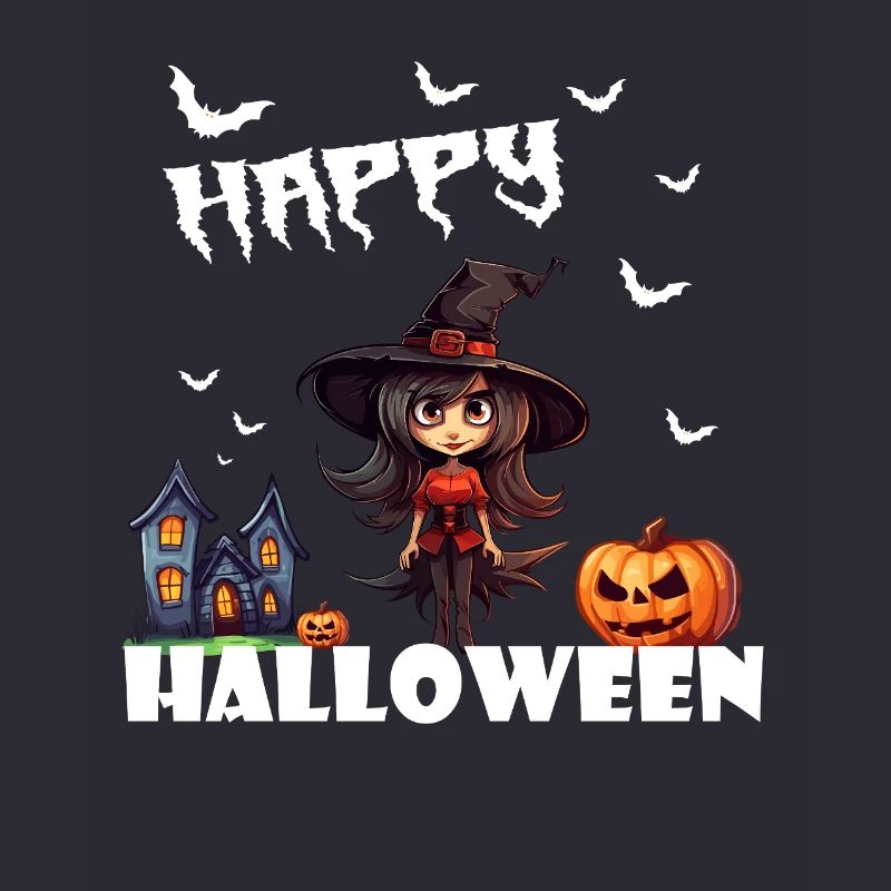 Halloween Witch Pumpkin Bat Design