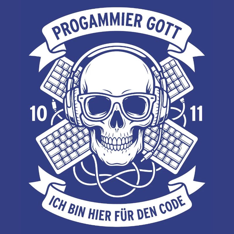 Code Schädel mit Kopfhörern