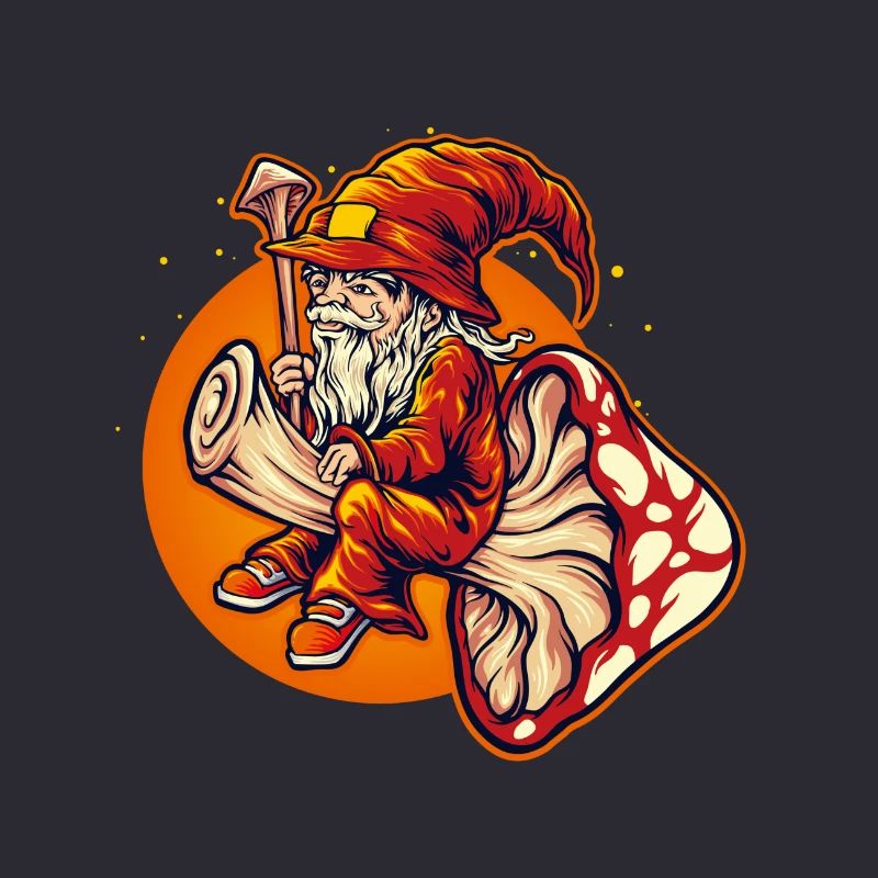 Dwarf wizard riding toadstool