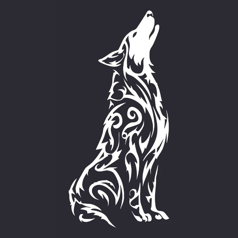 Wolfs Silhouette Tribal Muster
