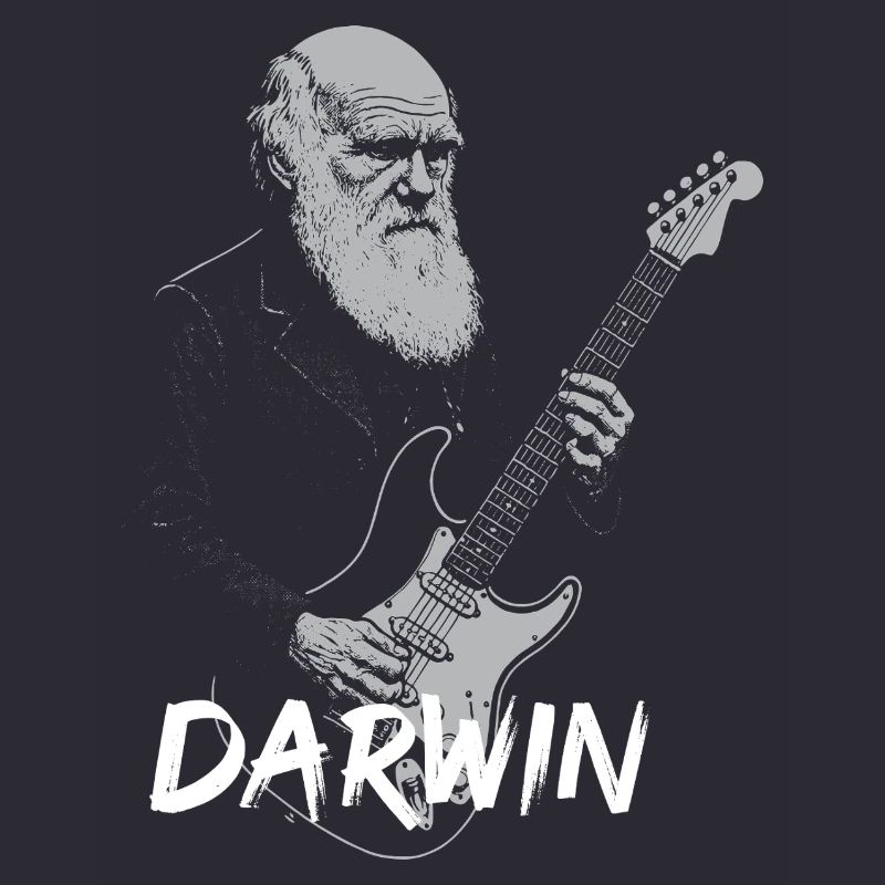 Darwin jouant de la guitare Evolution