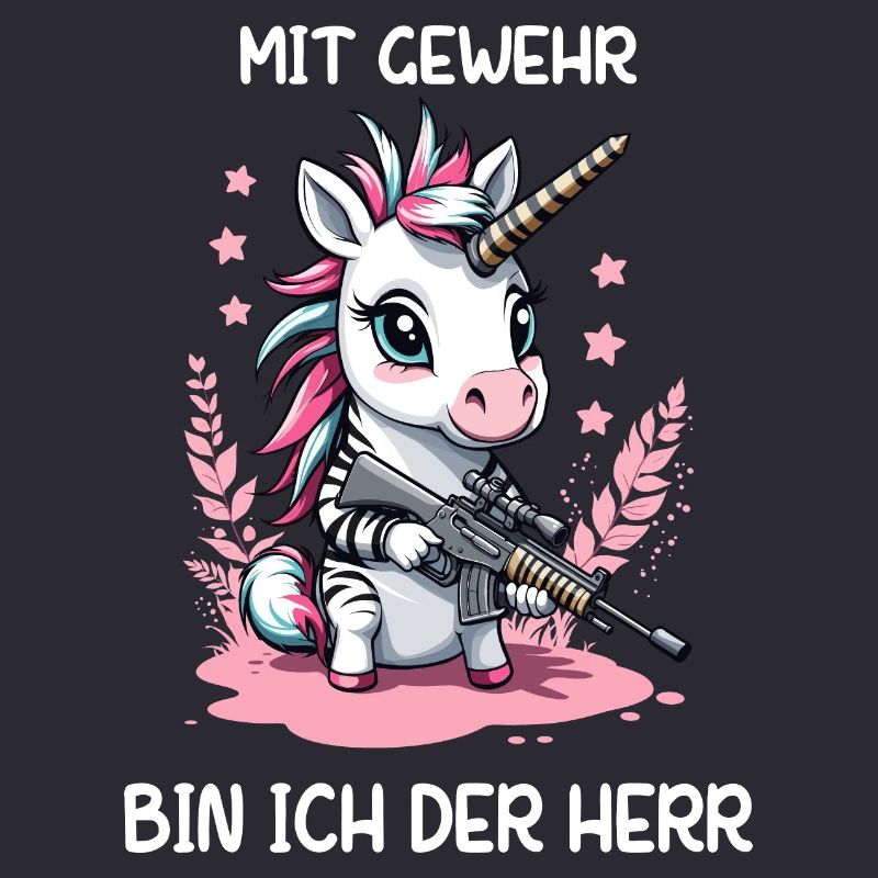 Einhorn mit Jagdgewehr