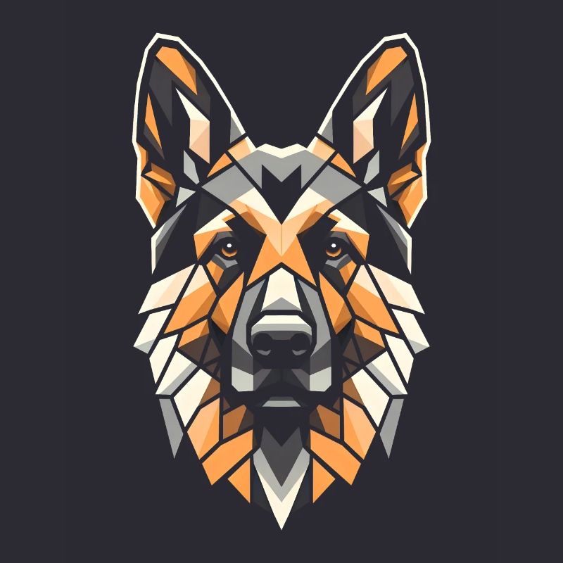 Deutscher Schäferhund Hundekopf Geometrie Polygon Kunst