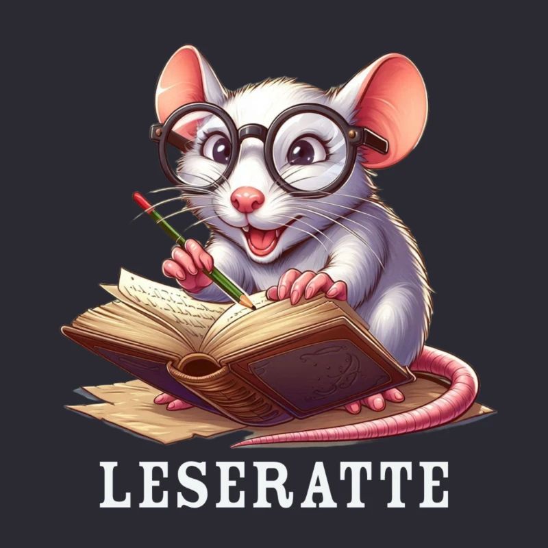 Leseratte mit Brille und Buch