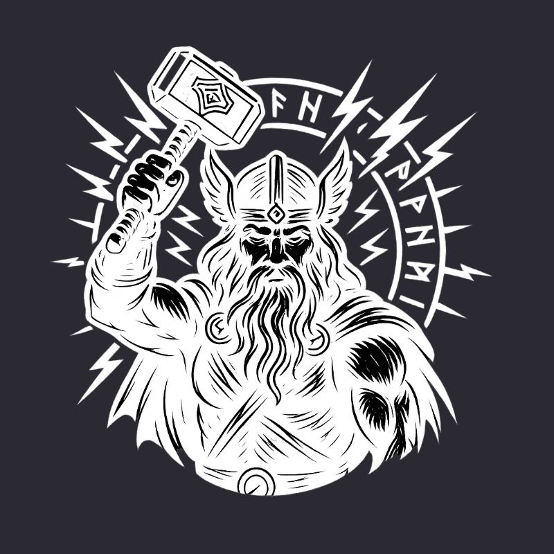 Odin with Thorhammer Lightning Rune Circle Mjölnir