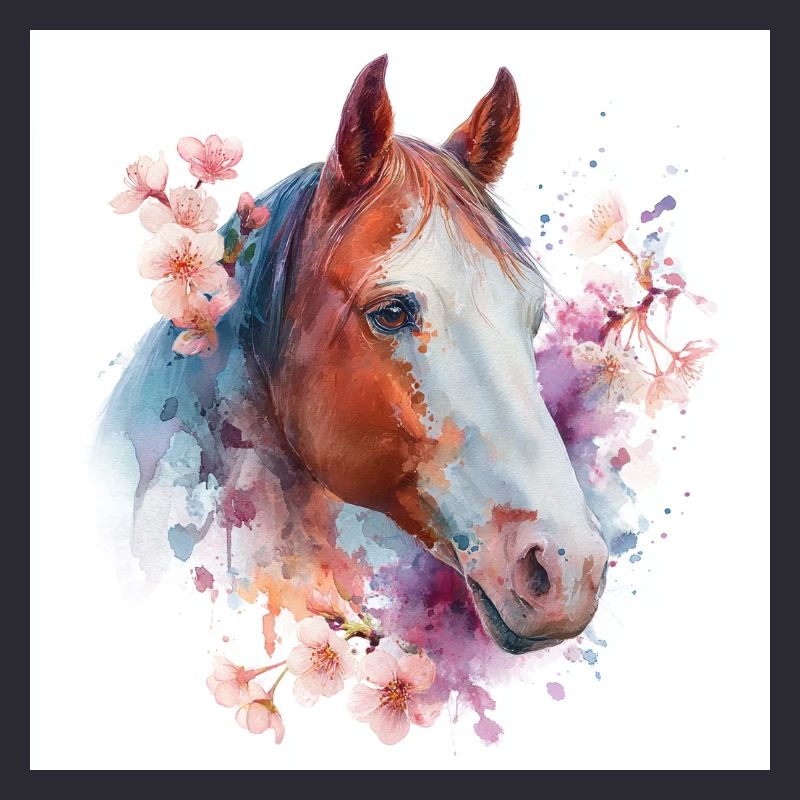 Cheval aquarelle florale