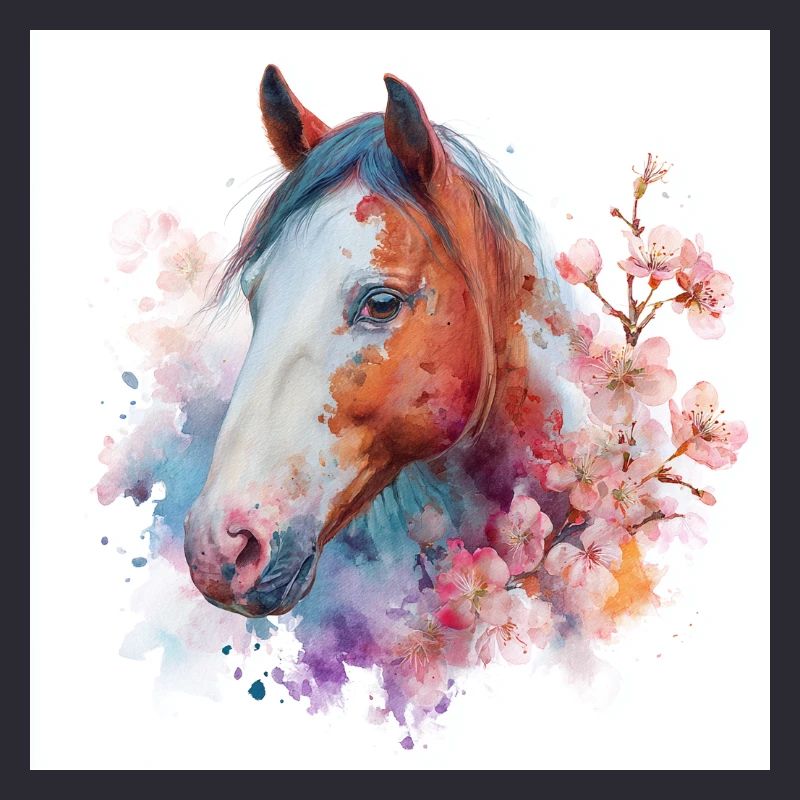 Portrait aquarelle de la fleur du cheval