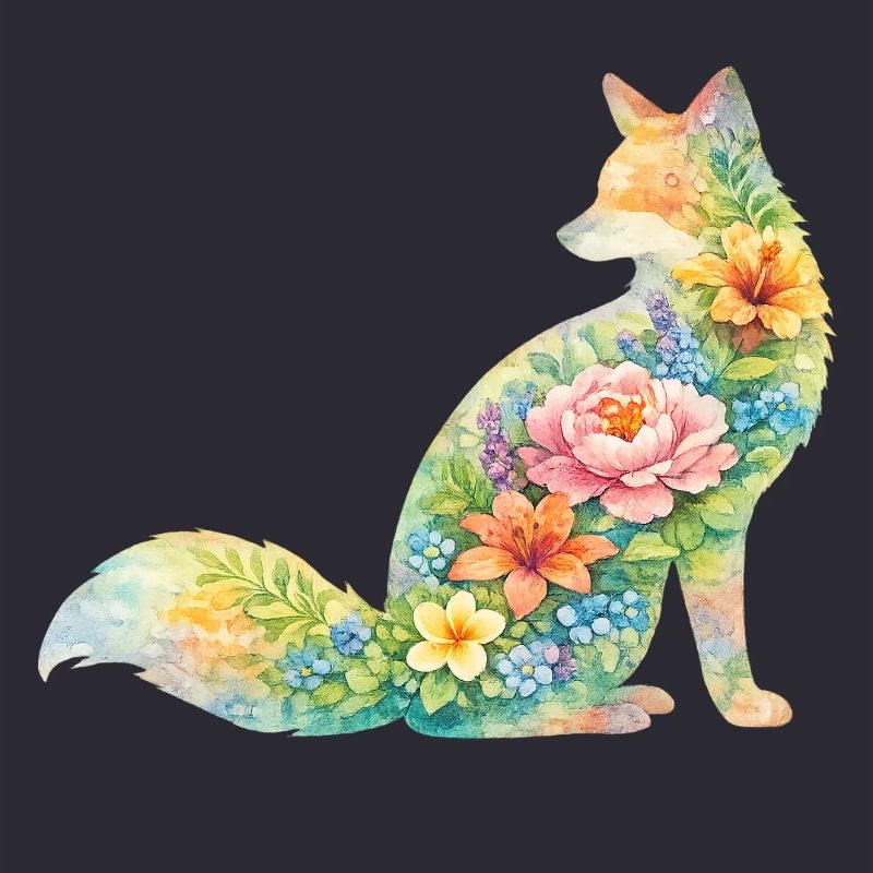 Fleurs en forme d’aquarelle en forme de renards