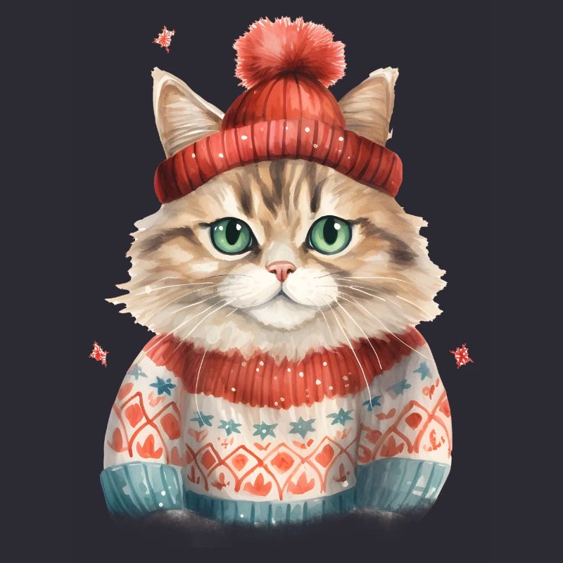 Winterkatze im Strickpullover