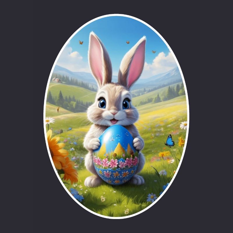 Osterhase mit Ei, Oval