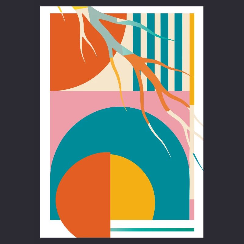 Abstract Geometry with Organic Lines Retro