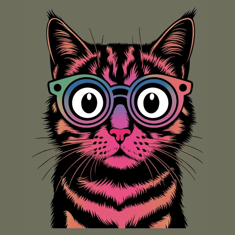 Regenbogen-Katze mit Brille