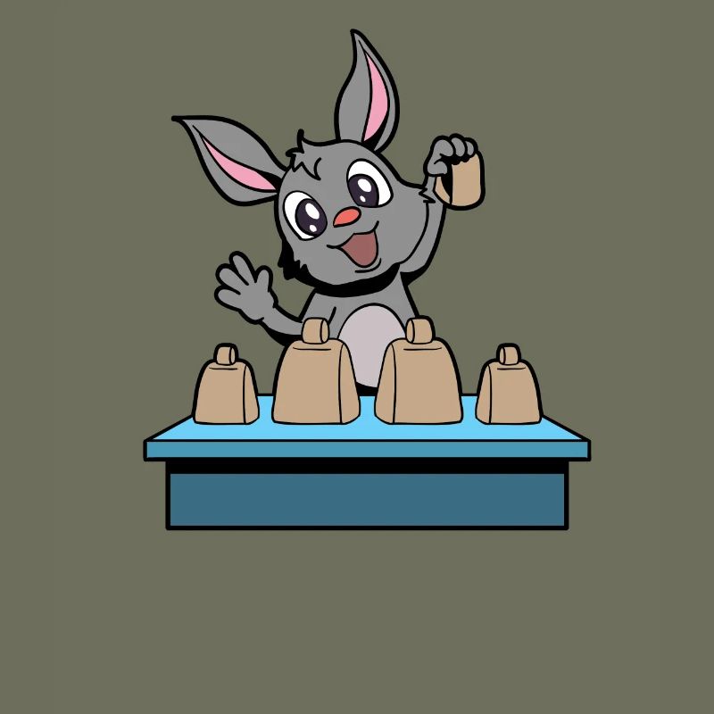 Comic Rabbit joue cowbells
