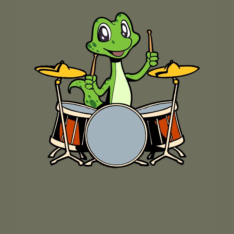 Comic Gecko Drummer