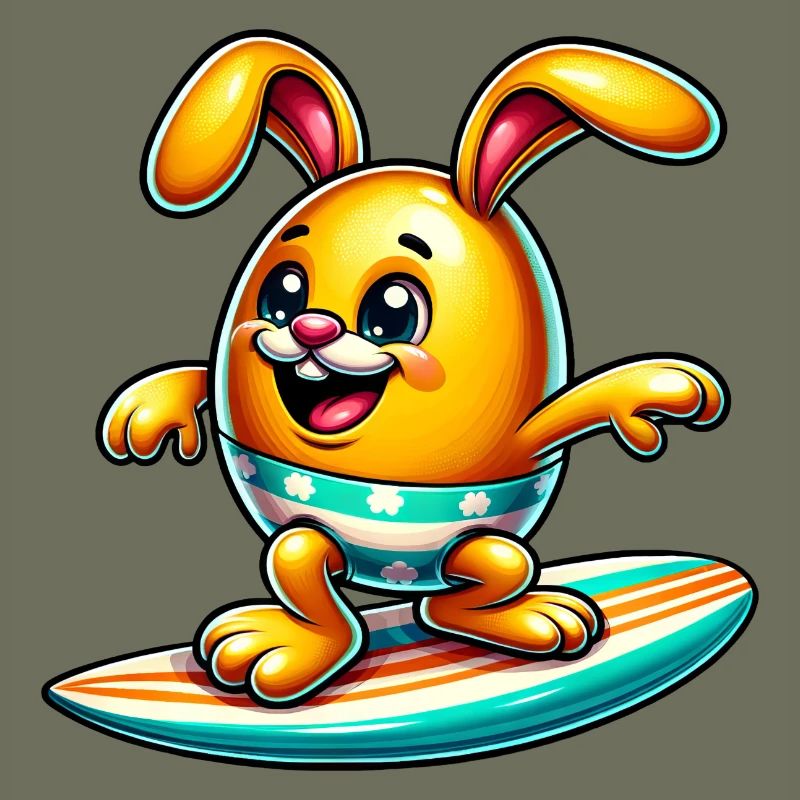 Easter Egg Easter Egg Bunny Easter Bunny Yellow Surfer