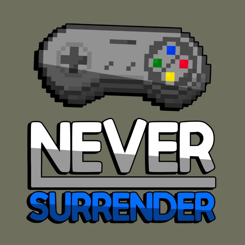 NEVER SURRENDER (Blau) + SNES Controller - Gaming