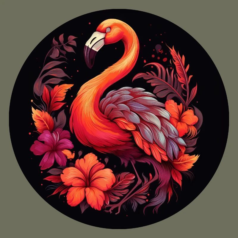 Flamingo in Herbstblättern