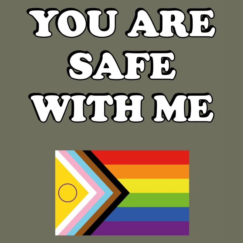 Vous êtes en sécurité avec moi Drapeau de progrès de la fierté inclusive