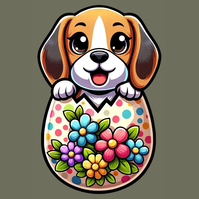 Colorful Easter Egg Beagle Hatching Design