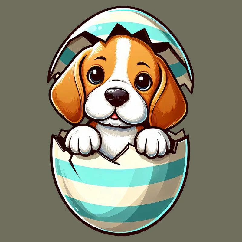 Colorful Beagle Dog Easter Egg Hatching Design